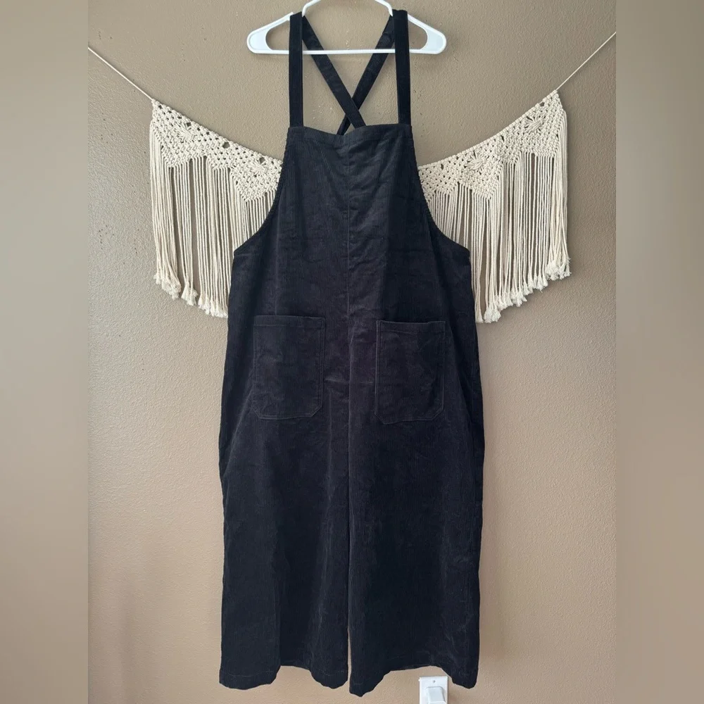 Lucy & Yak Jenny Dungaree overalls jumpsuit ORGANIC CORDUROY Black NWT Size 16R - Picture 3 of 12